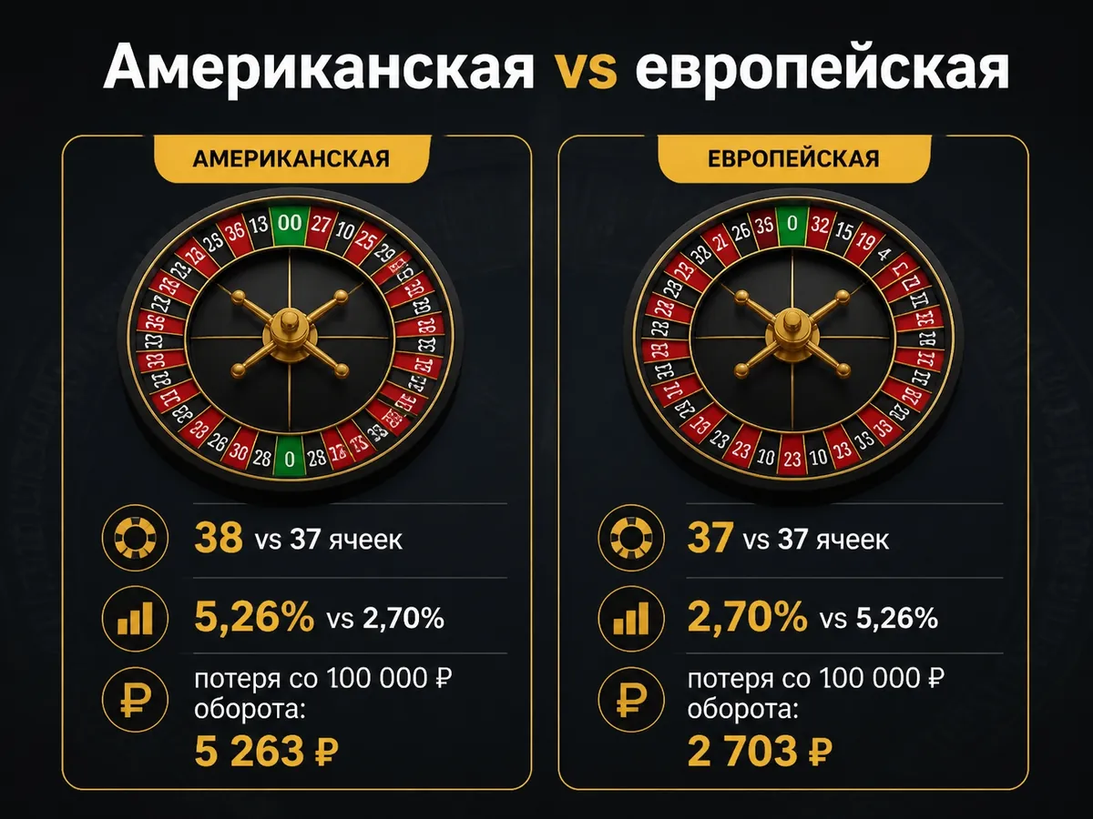 38 vs 37 ячеек, 5,26% vs 2,70%, потеря со 100 000 ₽ оборота: 5 263 ₽ vs 2 703 ₽ — американская vs европейская