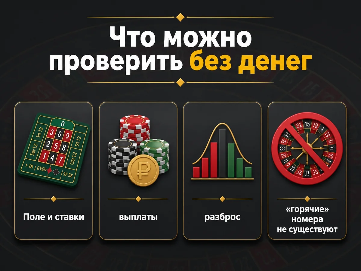 Поле и ставки, выплаты, разброс, «горячие» номера не существуют — что можно проверить без денег