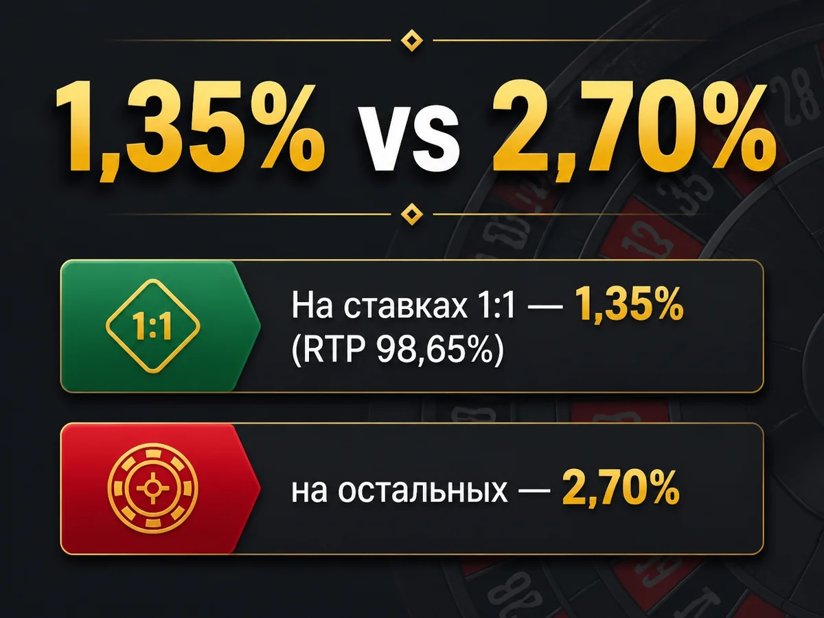На ставках 1:1 — 1,35%, на остальных — 2,70% — 1,35% vs 2,70%