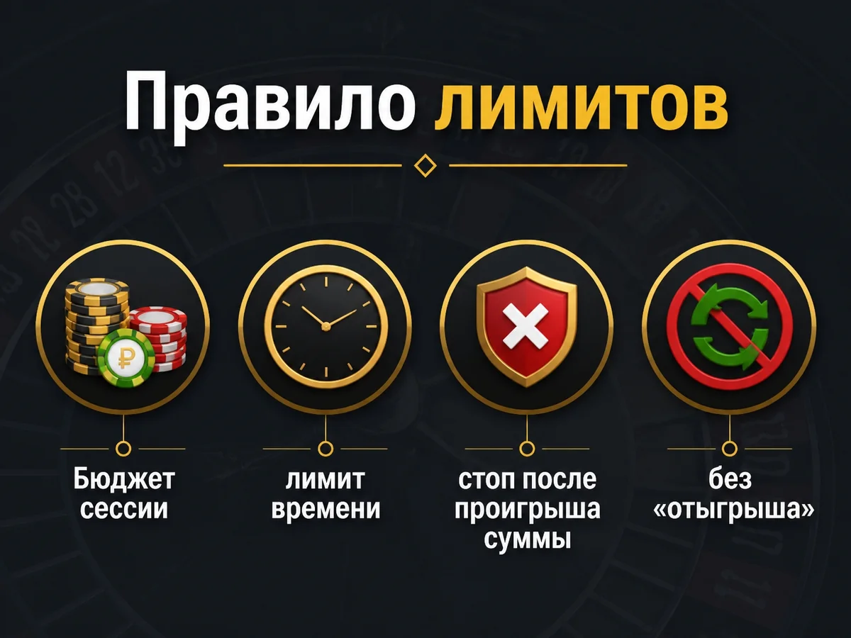 Бюджет сессии, лимит времени, стоп после проигрыша суммы, без «отыгрыша» — правило лимитов
