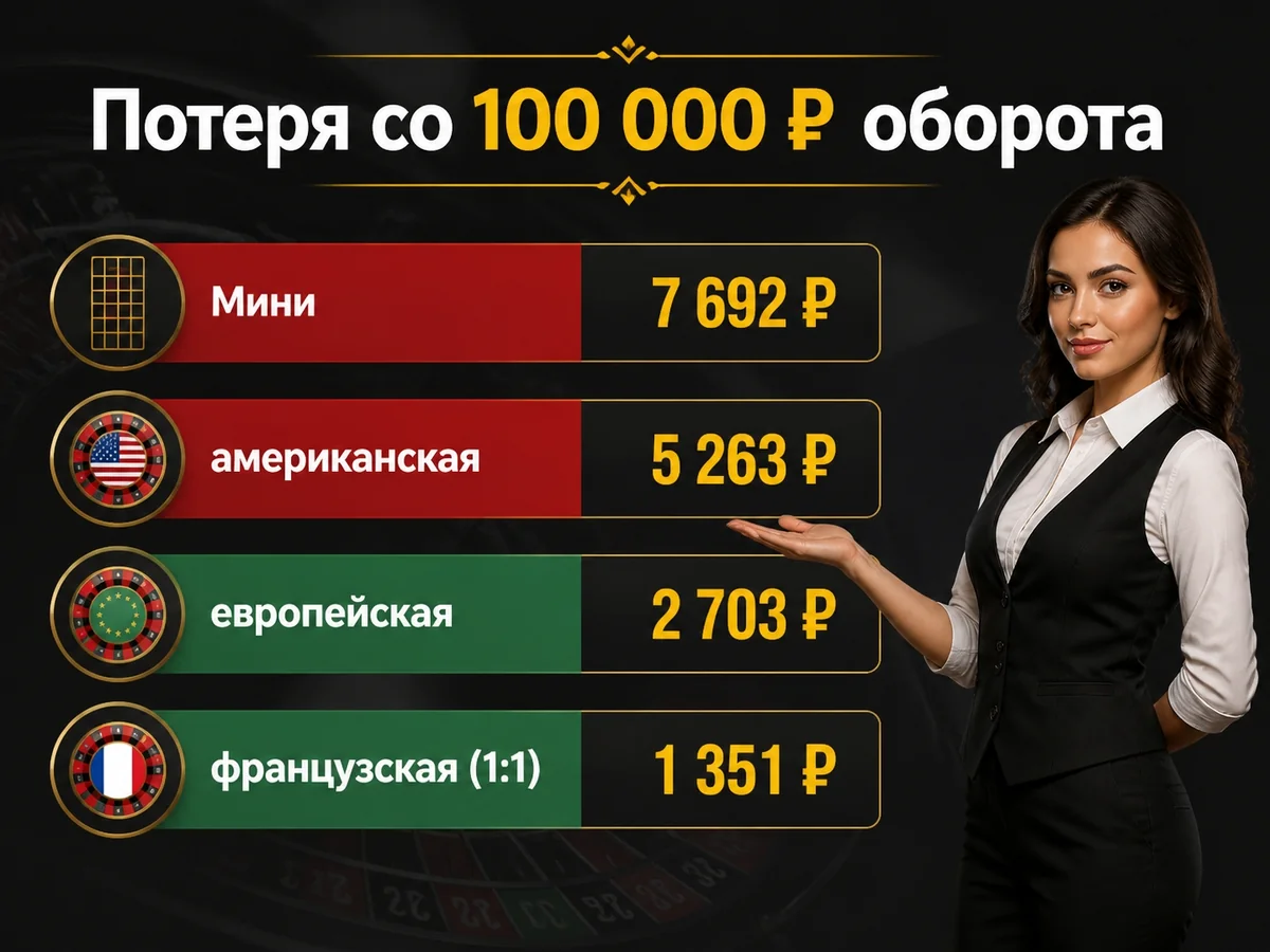 Мини 7 692 ₽, американская 5 263 ₽, европейская 2 703 ₽, французская 1 351 ₽ — потеря со 100 000 ₽ оборота