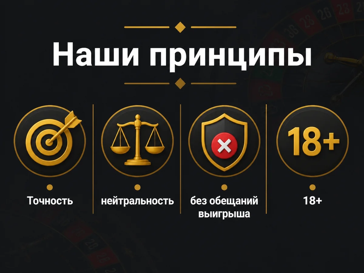 Точность, нейтральность, без обещаний выигрыша, 18+ — наши принципы
