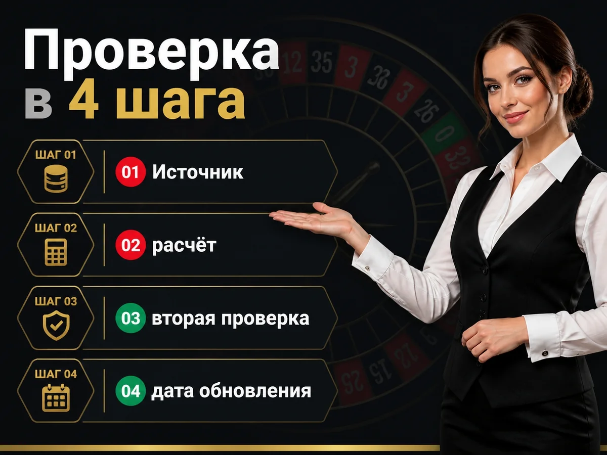 Источник — расчёт — вторая проверка — дата обновления — проверка в 4 шага
