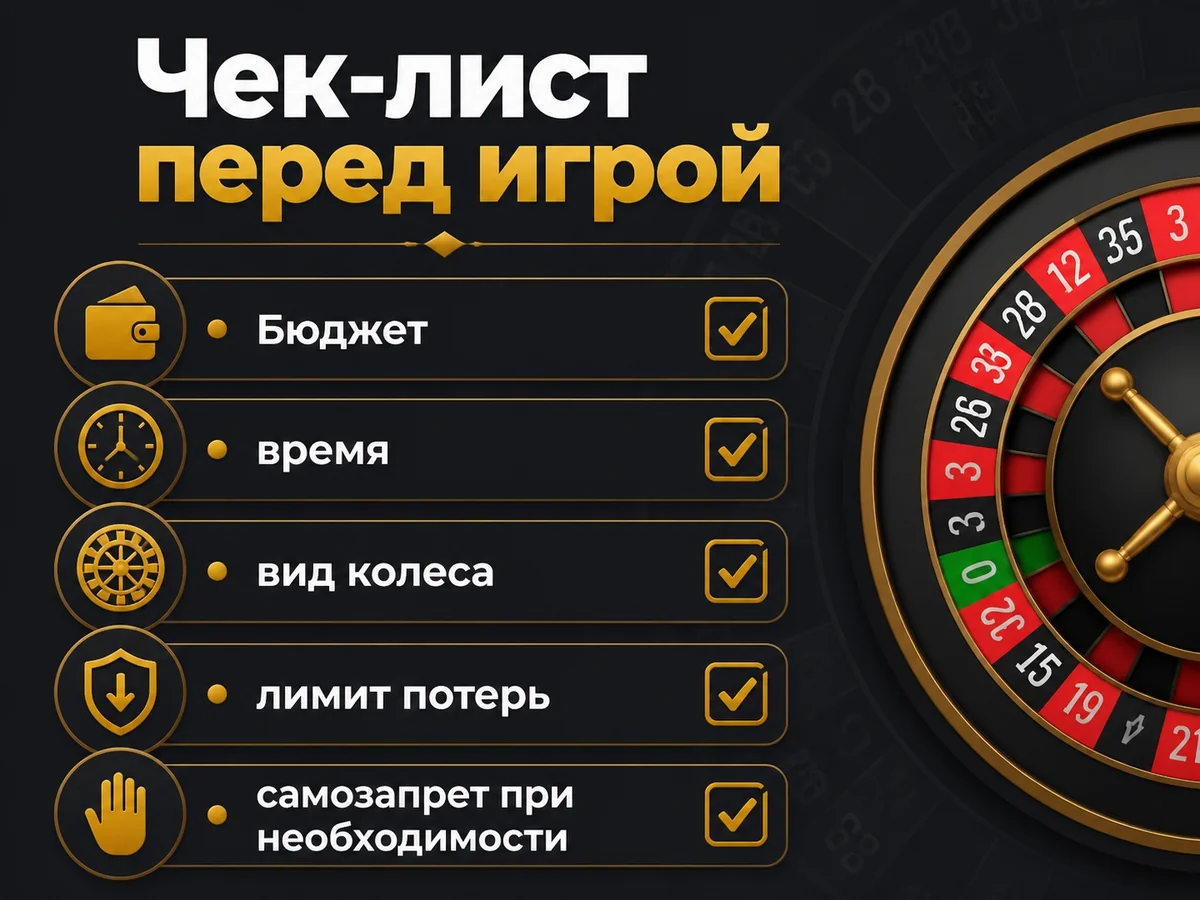 Бюджет, время, вид колеса, лимит потерь, самозапрет при необходимости — чек-лист перед игрой