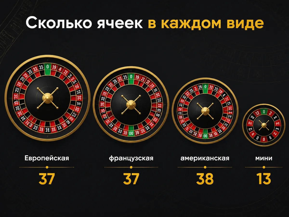 Европейская 37, французская 37, американская 38, мини 13 — сколько ячеек в каждом виде